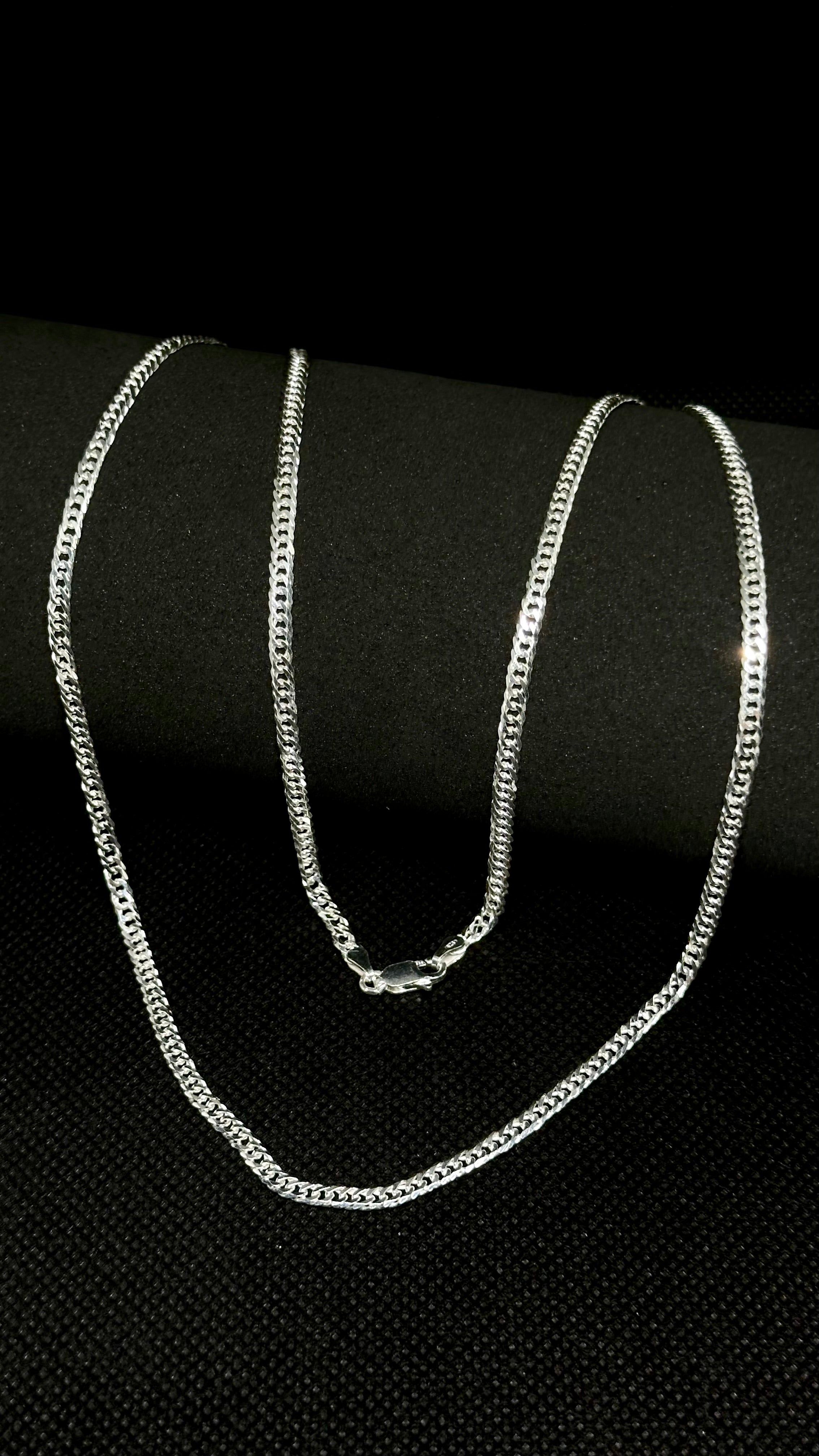 Corrente Grumet Flat Prata 925 – 3mm 60cm | Masculina | Garantia Vitalícia