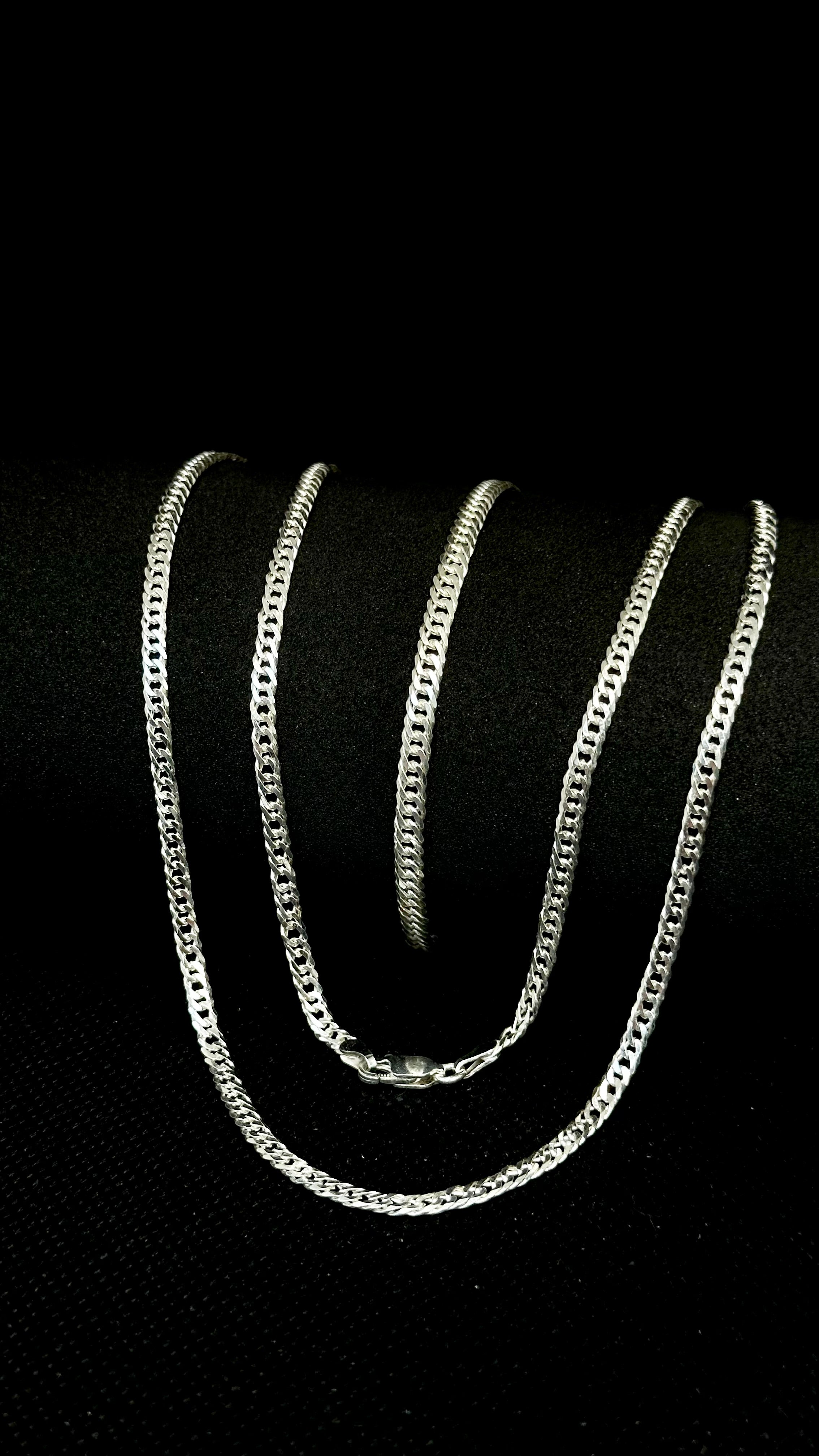 Corrente Elo Duplo 3mm 60cm Masculina em Prata 925 Legítima – Alta Qualidade com Garantia Vitalícia