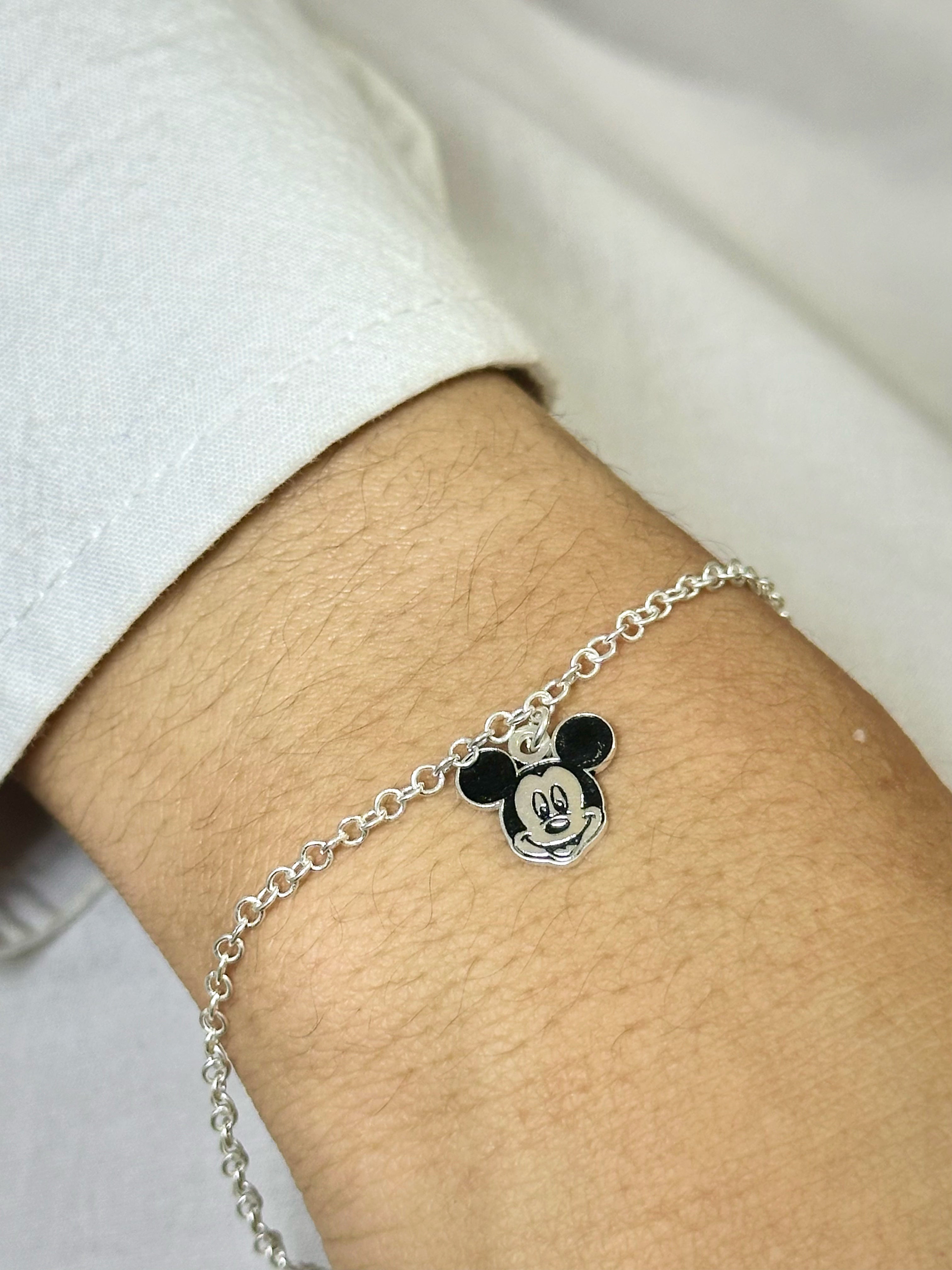 Pulseira Mickey Feminina Prata 925 Legítima Regulável – Alta Qualidade com Garantia Vitalícia