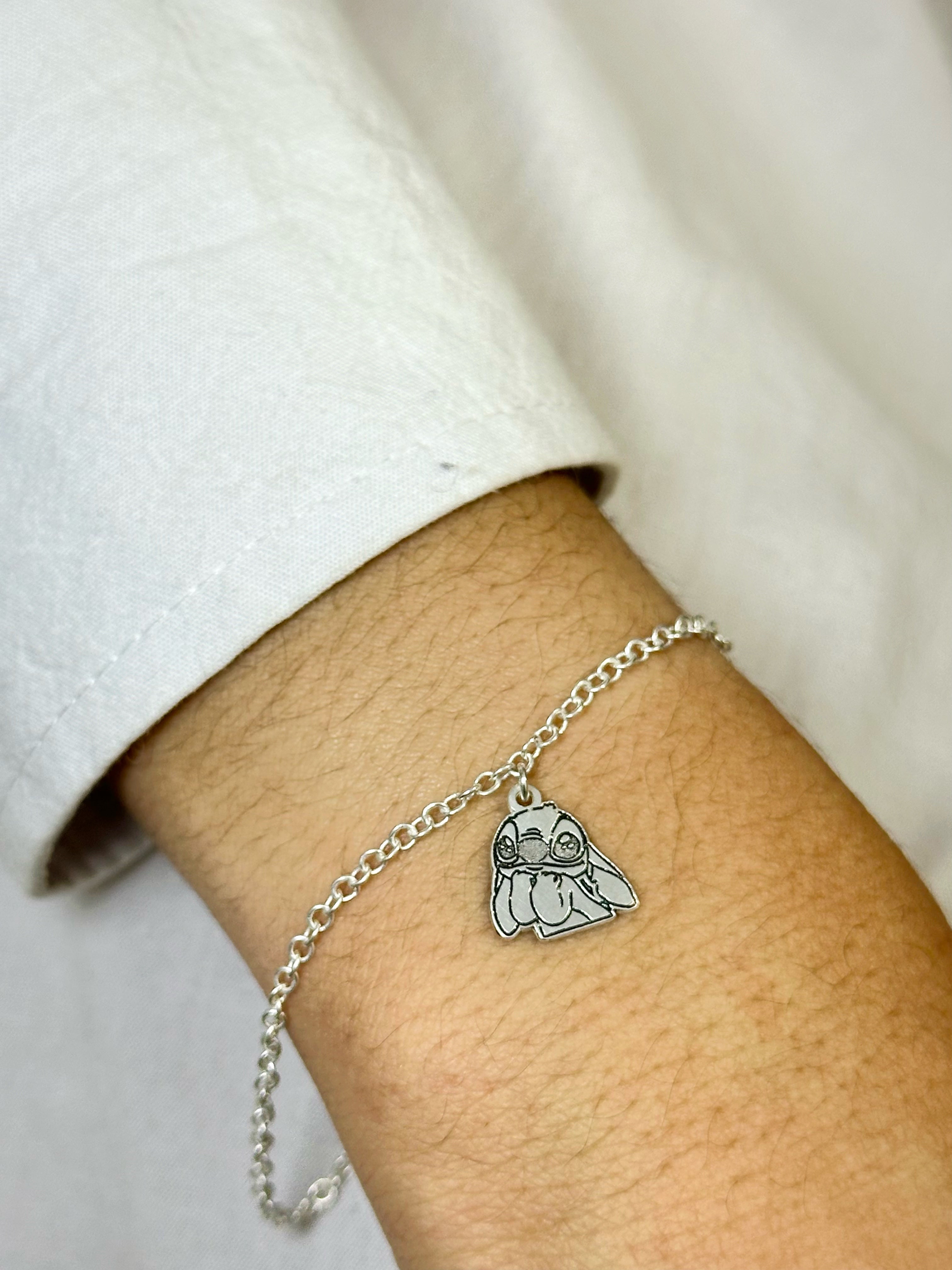 Pulseira Stitch Regulável Feminina em Prata 925 Legítima – Design Exclusivo com Garantia Vitalícia