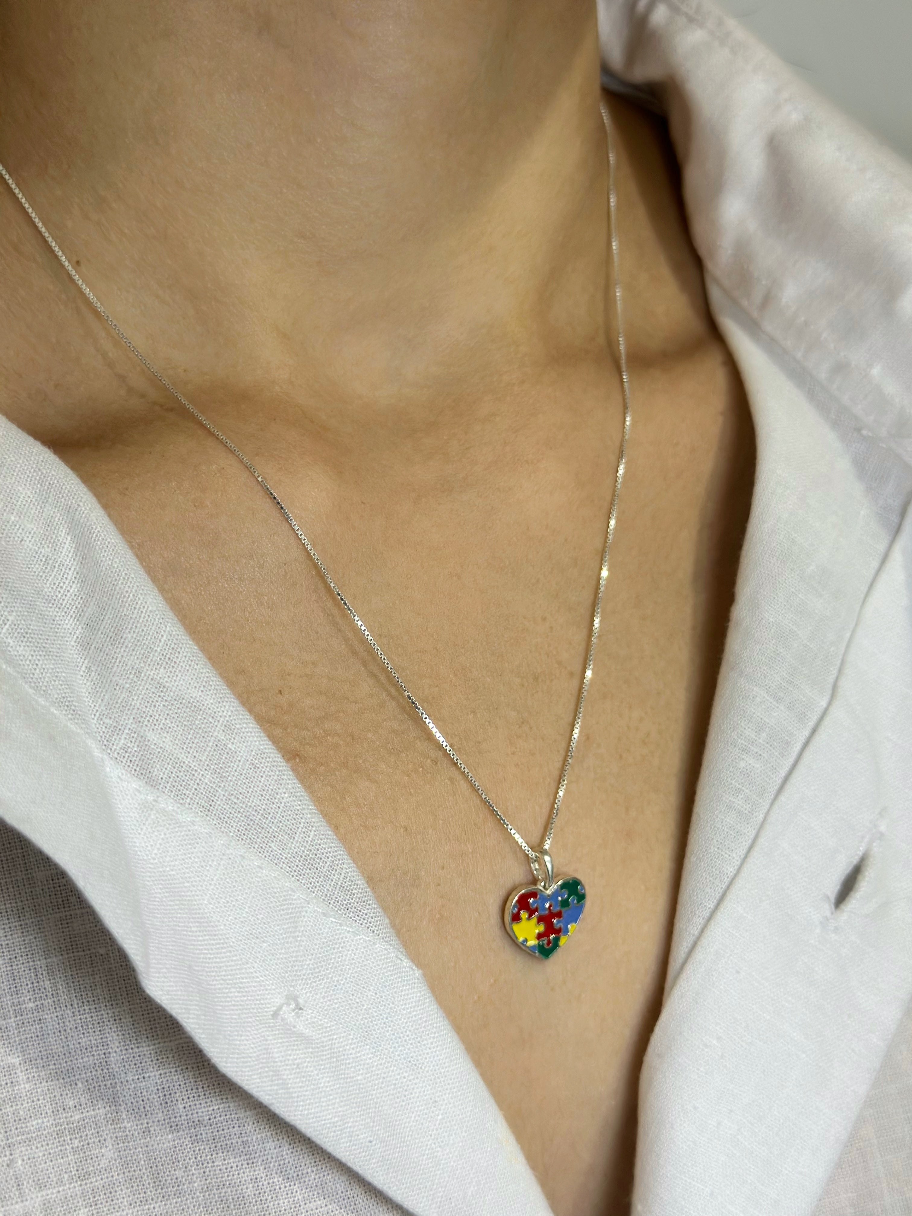 Conjunto Autismo Feminino em Prata 925 Legítima – Design Exclusivo com Garantia Vitalícia
