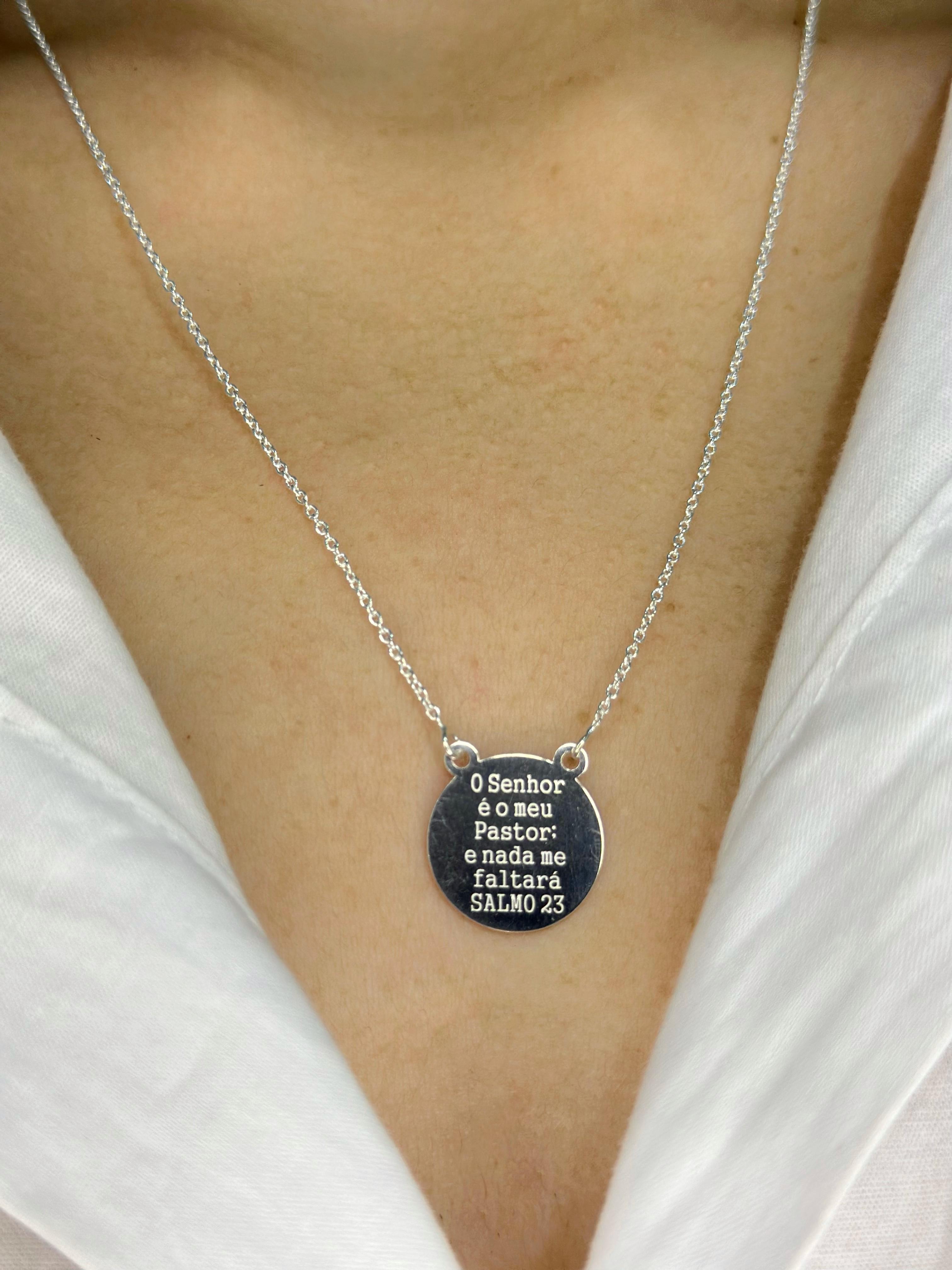 Colar Salmo 23 em Prata 925 Legítima Feminina 45cm – Design Exclusivo com Garantia Vitalícia