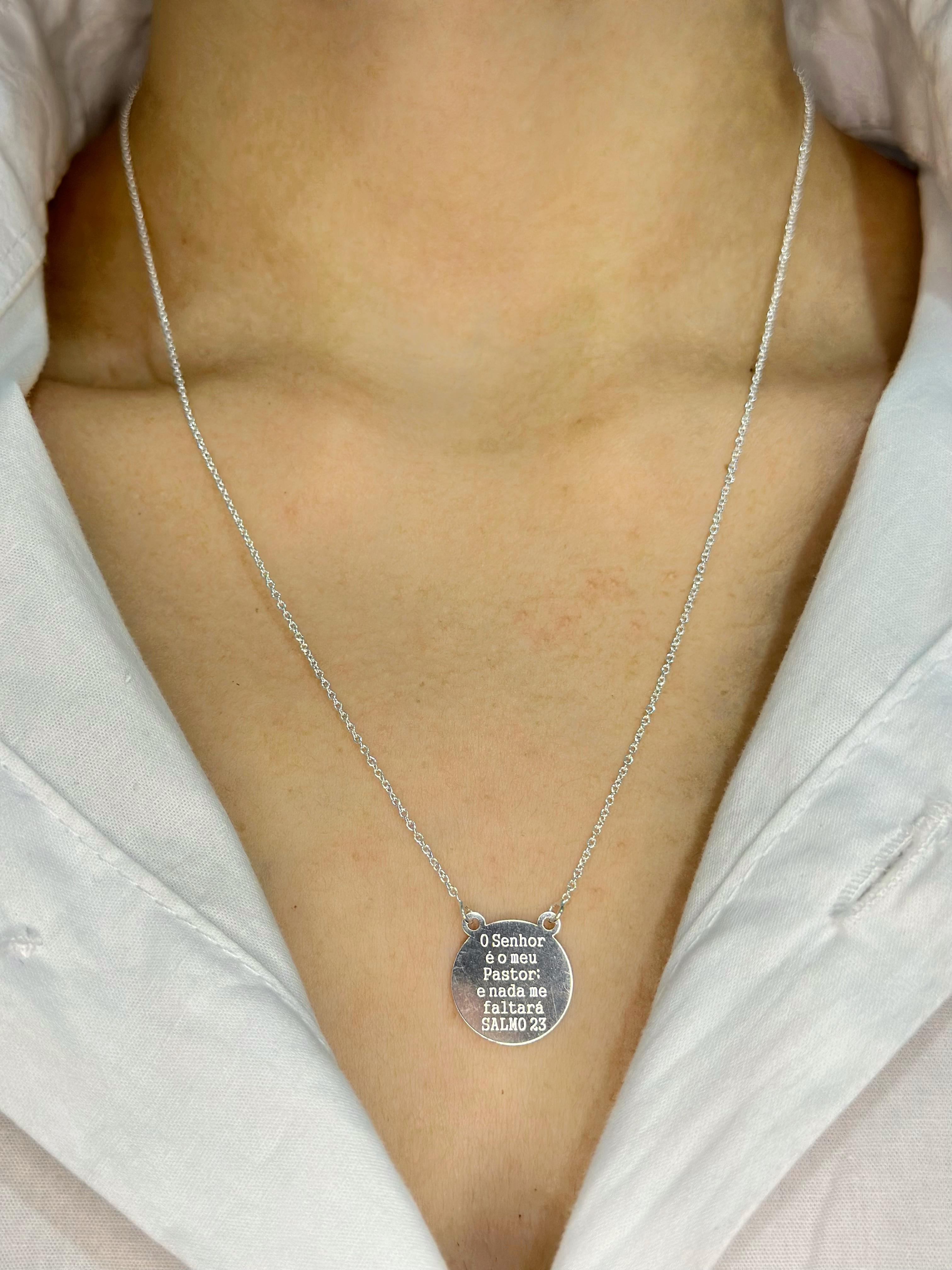 Colar Salmo 23 em Prata 925 Legítima Feminina 45cm – Design Exclusivo com Garantia Vitalícia