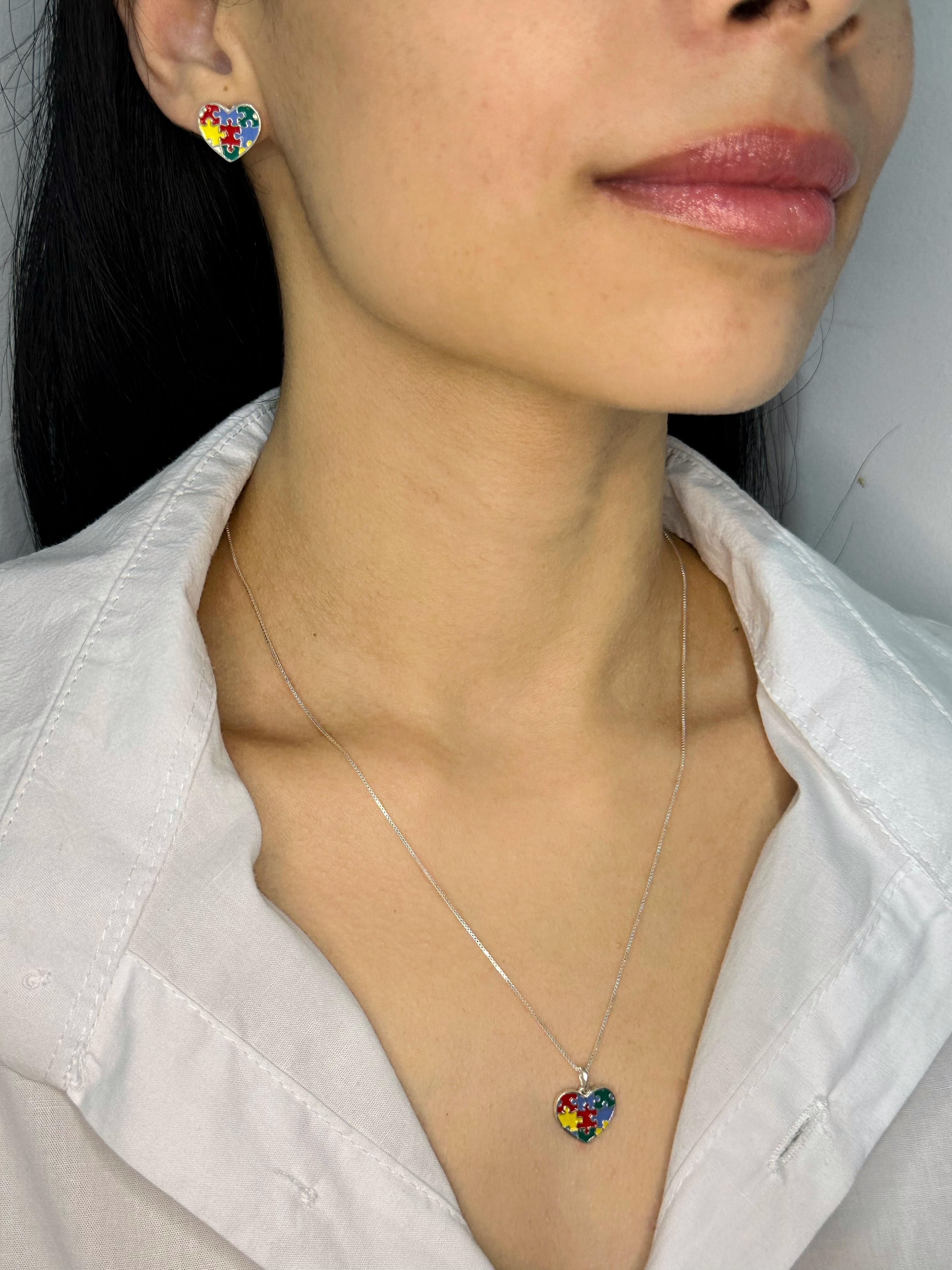 Conjunto Autismo Feminino em Prata 925 Legítima – Design Exclusivo com Garantia Vitalícia