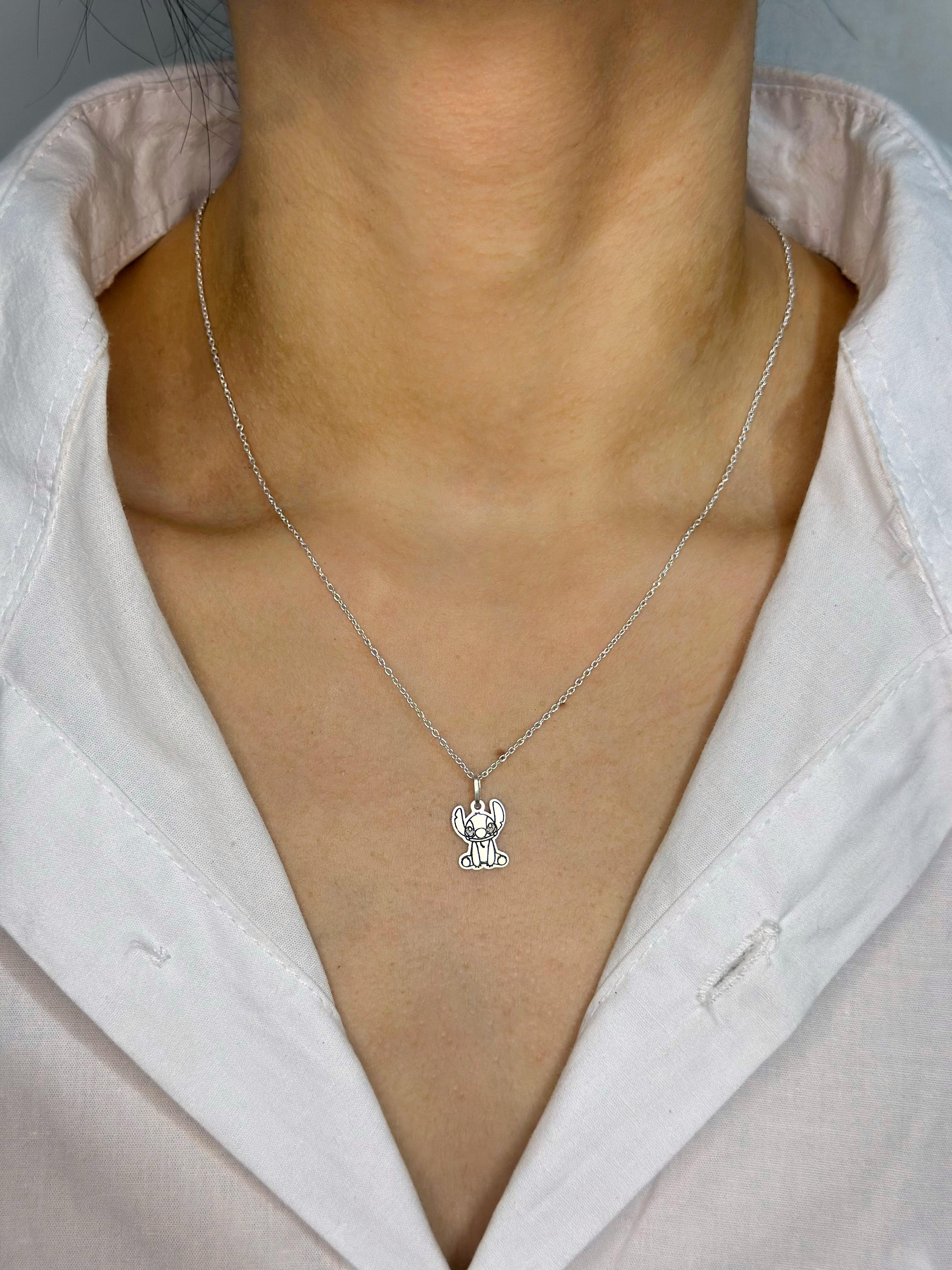 Colar Stitch aguardando Feminino em Prata 925 Legítima – Design Exclusivo com Garantia Vitalícia