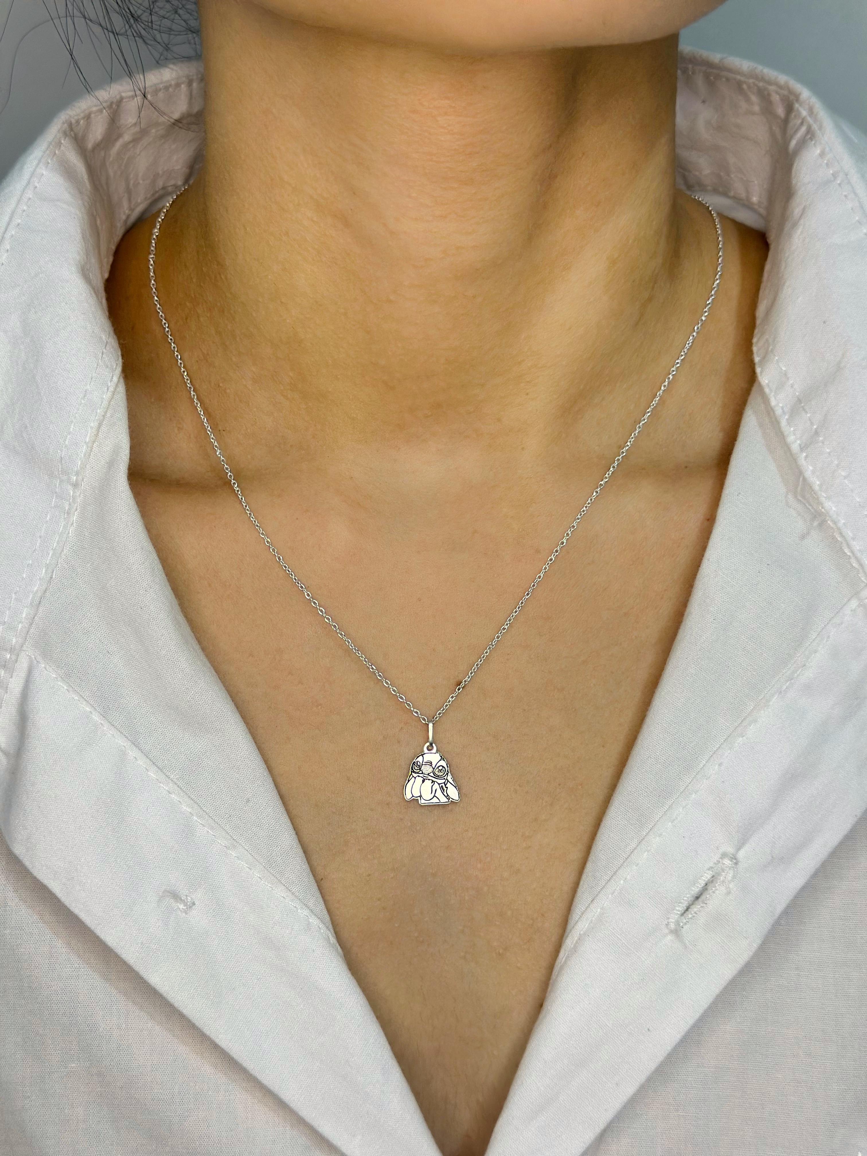 Colar Stitch Fofinho Feminino em Prata 925 Legítima – Design Exclusivo com Garantia Vitalícia