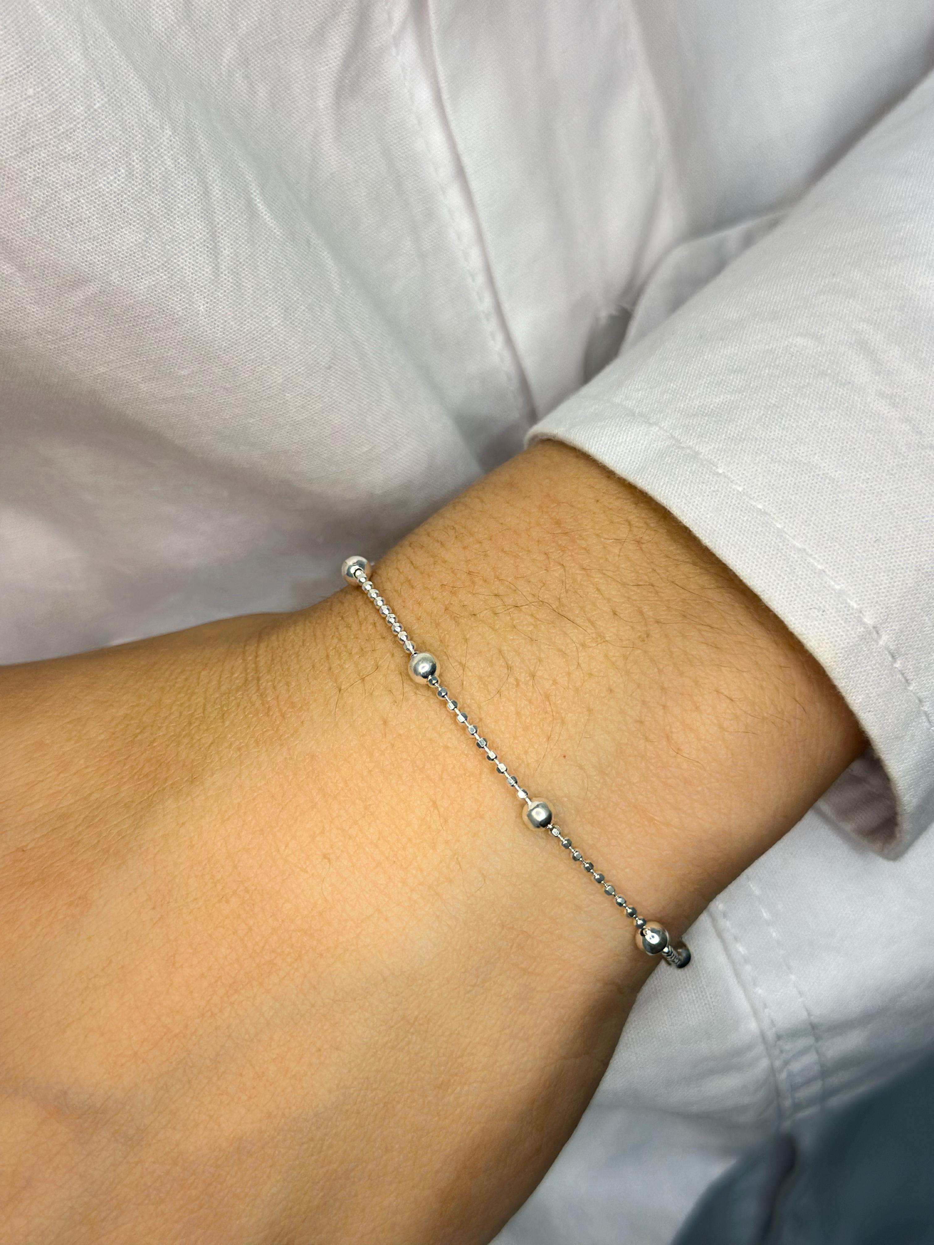 Pulseira Bolinha Feminina Prata 925 Legítima Regulável – Alta Qualidade com Garantia Vitalícia