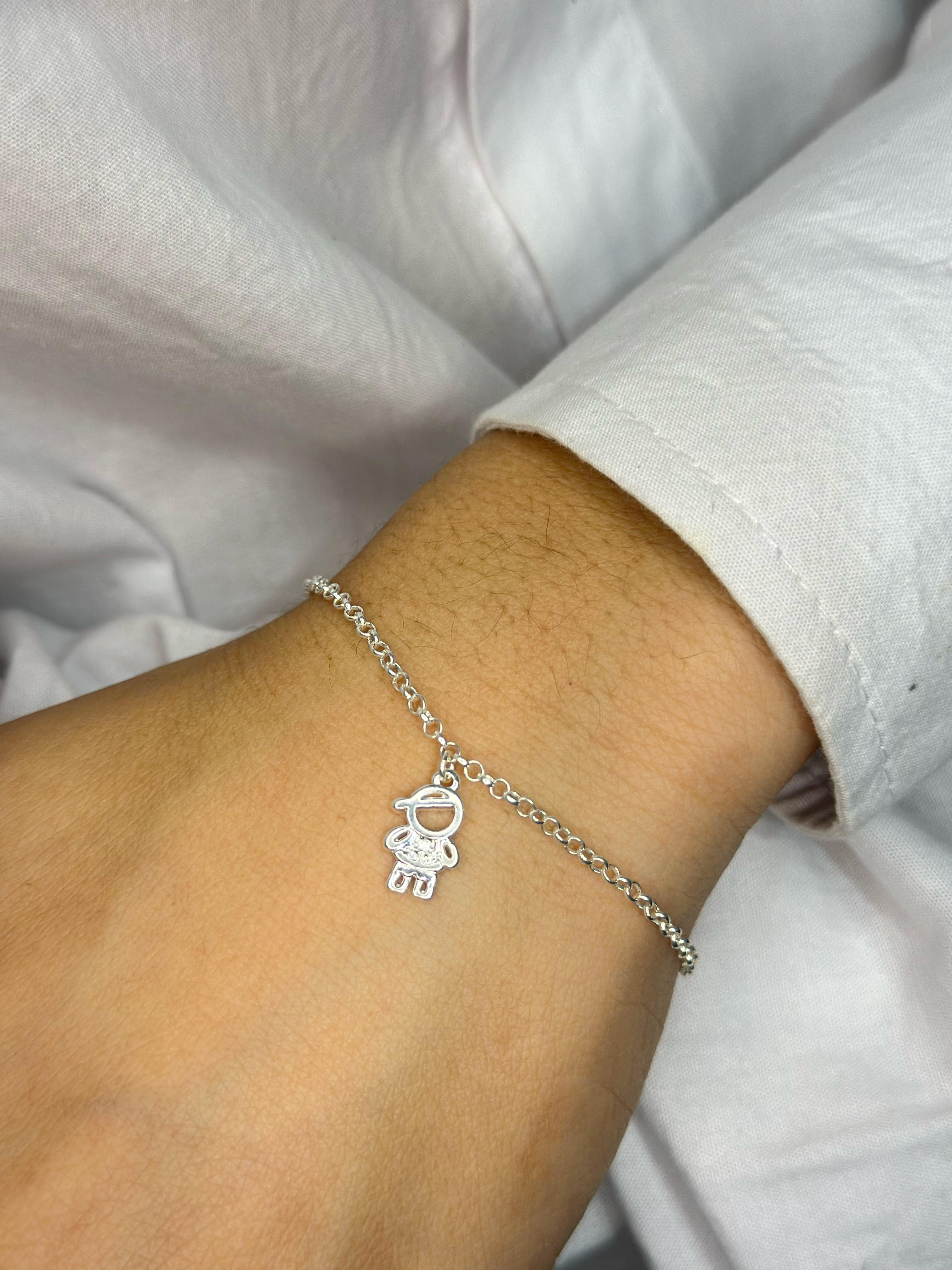 Pulseira Menino Regulável Feminina em Prata 925 Legítima – Design Exclusivo com Garantia Vitalícia