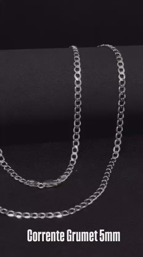 🔗 Corrente Grumet 4mm 70cm em Prata 925 Legítima | Masculina | Garantia Vitalícia