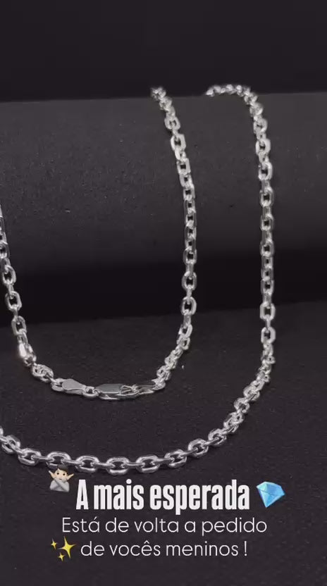🔗 Corrente Cadeado 3,5mm 60cm em Prata 925 Legítima | Masculina | Garantia Vitalícia