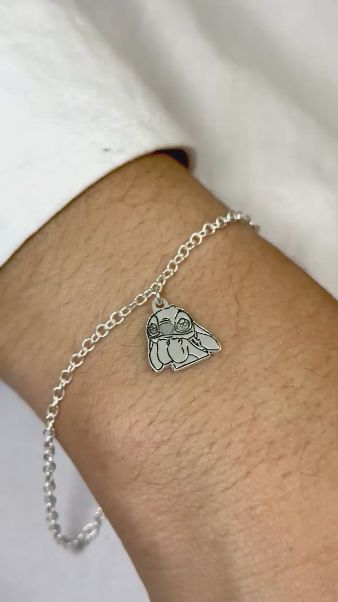Pulseira Stitch Regulável Feminina em Prata 925 Legítima – Design Exclusivo com Garantia Vitalícia