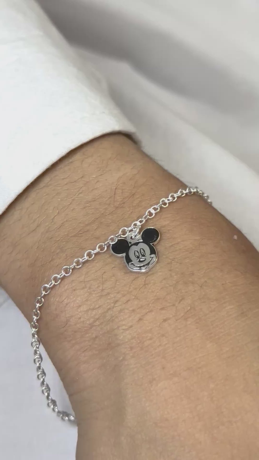 Pulseira Mickey Feminina Prata 925 Legítima Regulável – Alta Qualidade com Garantia Vitalícia