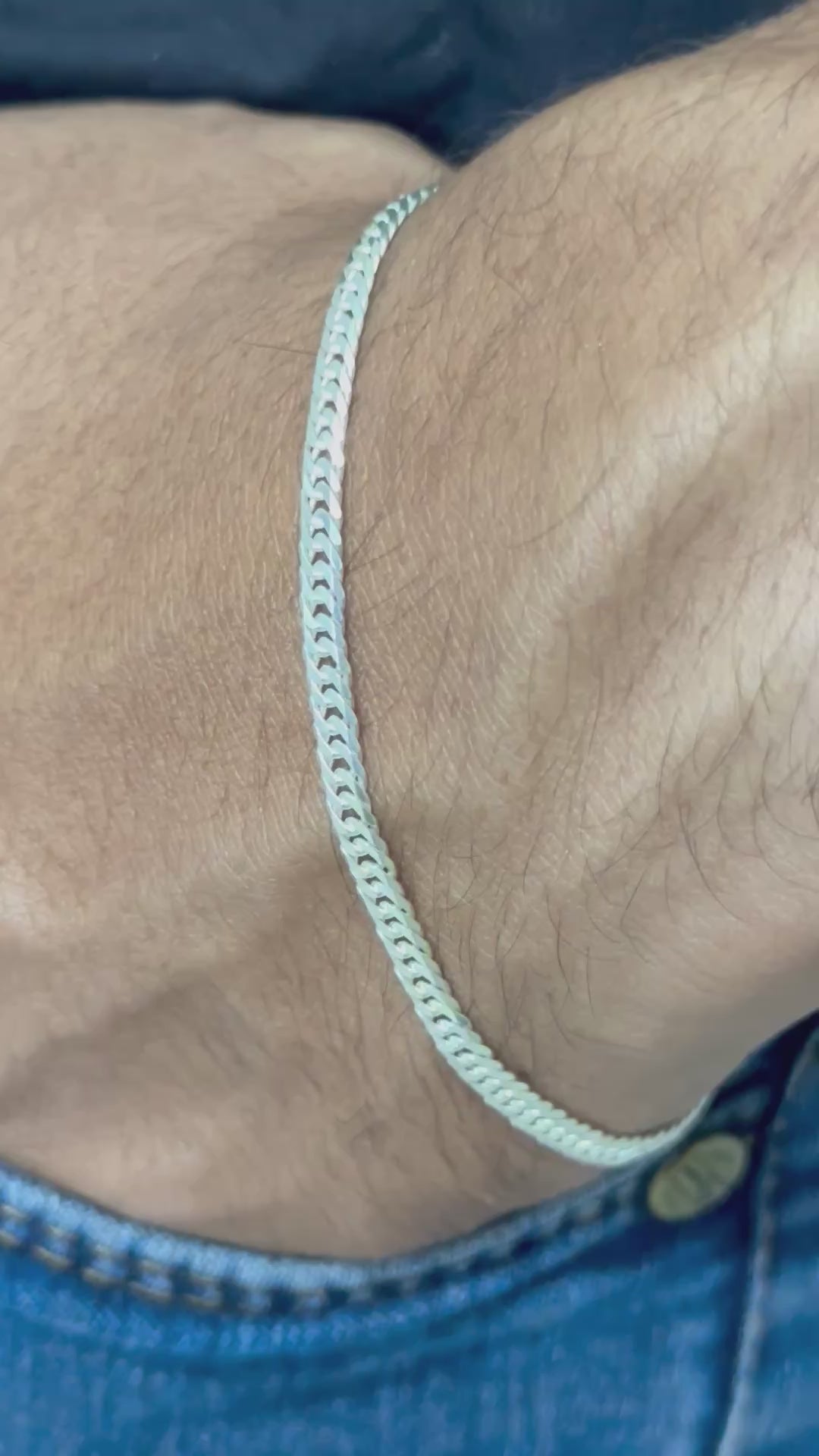 Pulseira Grumet Flat 3mm 20cm em Prata 925 Legítima – Masculina