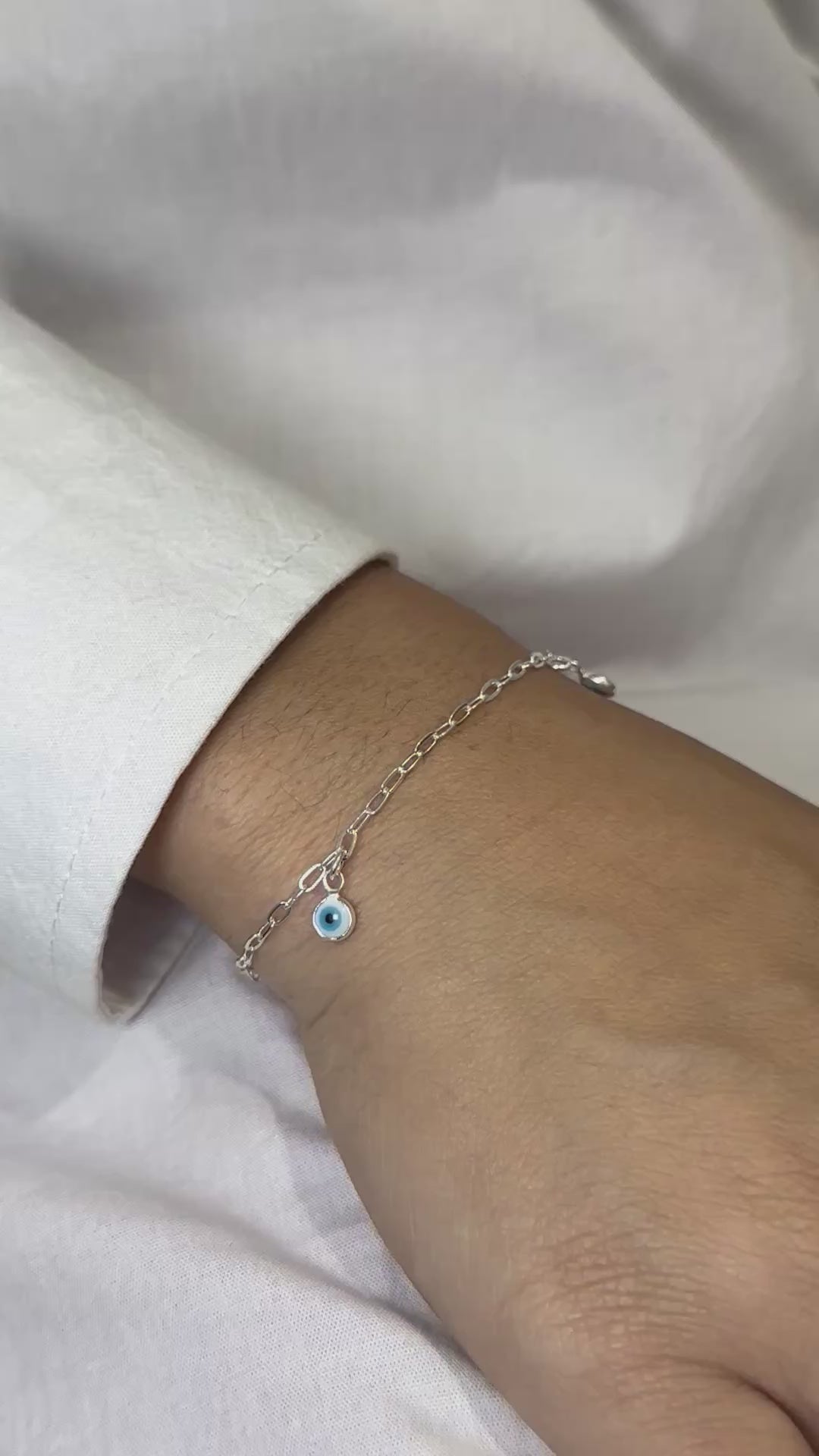 Pulseira Infantil Olho Grego em Prata 925 Legítima | Feminina | Regulável-Design Exclusivo com Garantia Vitalícia