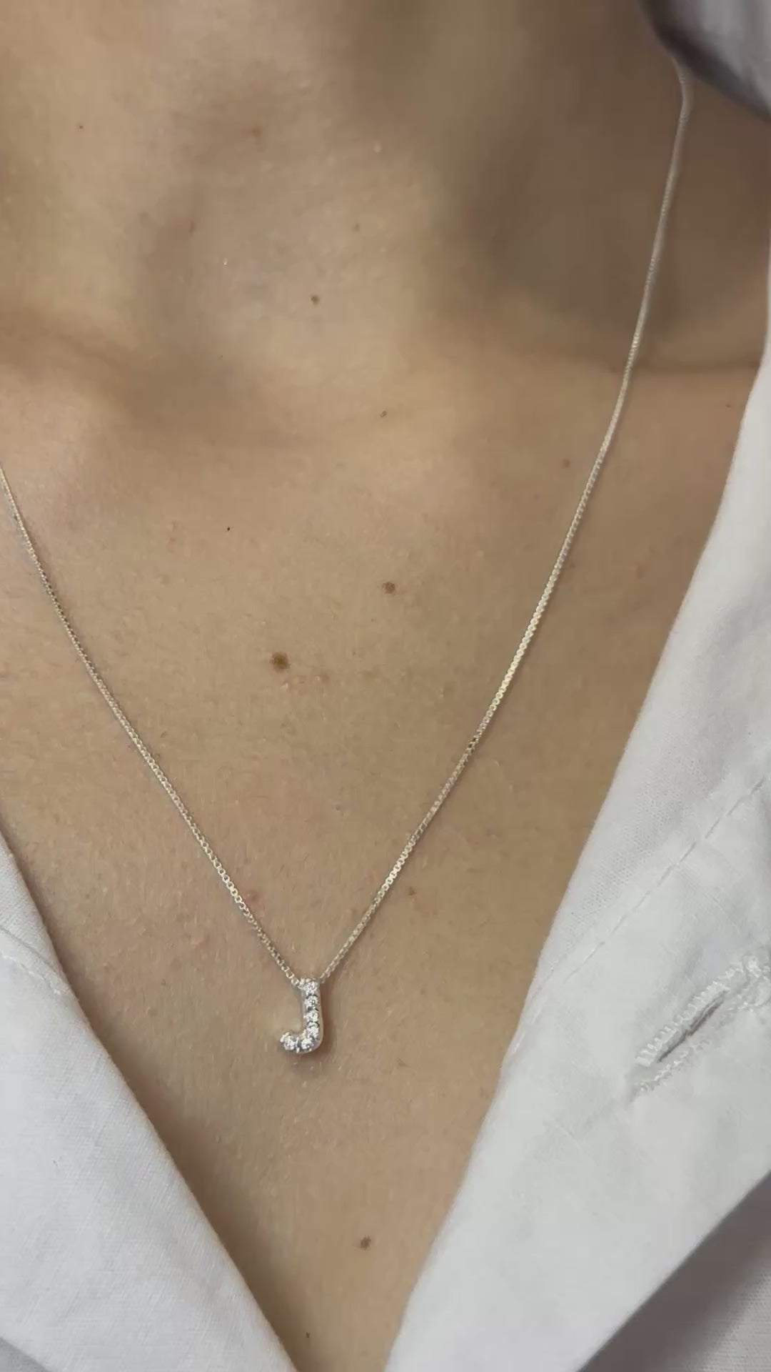Colar de Letras cravejado em Prata 925 Legítima – Corrente 45cm + Pingente | feminina | Garantia Vitalicia
